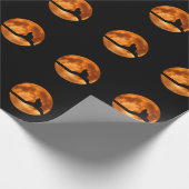 Zwarte kat Oranje maan Cadeaupapier (Hoek)
