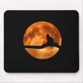 Zwarte kat Oranje maan Muismat (Voorkant)