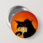 Zwarte kat Oranje maan Ronde Button 7,6 Cm (Voorkant /achterkant)
