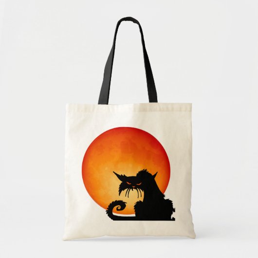 Zwarte kat Oranje maan Tote Bag (Voorkant)