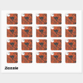 zwarte kat oranje vierkante sticker (Vel)
