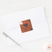 zwarte kat oranje vierkante sticker (Envelop)