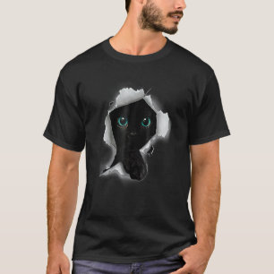 Zwarte Kat Orn Stof Voor Kat Kat Vader Kat Moeder T-shirt