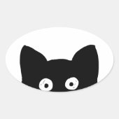 Zwarte kat ovale sticker (Voorkant)