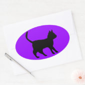 Zwarte kat ovale sticker (Envelop)