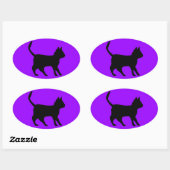 Zwarte kat ovale sticker (Vel)