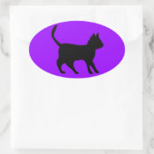 Zwarte kat ovale sticker (Tas)