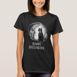 zwarte kat over de Moon Fantasy T-shirt
