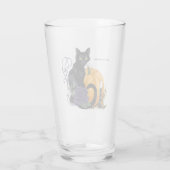 Zwarte Kat Paarse Roos Pompoen Herfst Glas (Achterkant)