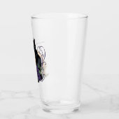 Zwarte Kat Paarse Roos Pompoen Herfst Glas (Links)