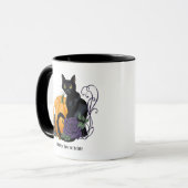 Zwarte Kat Paarse Roos Pompoen Herfst Mok (Voorkant links)