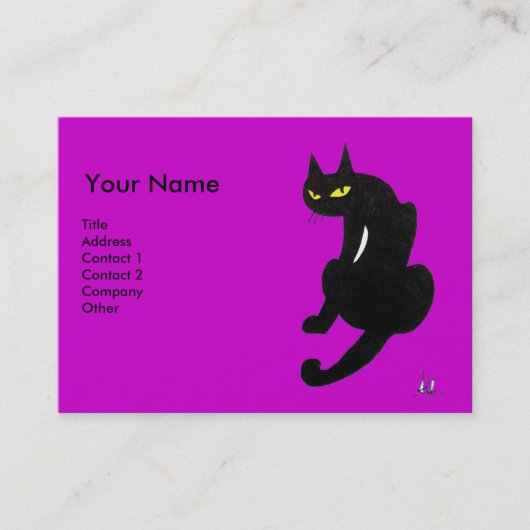 ZWARTE KAT, Paarse Violet Fuchsia Visitekaartje (Voorkant)
