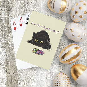 Zwarte Kat Paaseieren Jacht Vakantie Geel Pokerkaarten