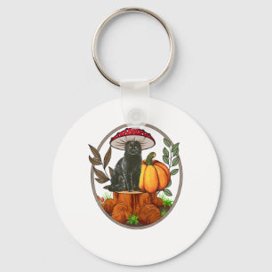 Zwarte Kat Paddenstoel-Shirt Baby Boy Peuter Schat Sleutelhanger