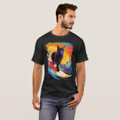 Zwarte Kat Paddle Board Surfen T-shirt (Voorkant volledig)