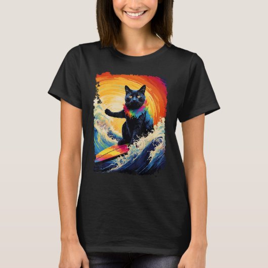 Zwarte Kat Paddle Board T-shirt (Voorkant)