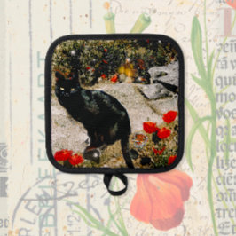 Zwarte kat pannenlap