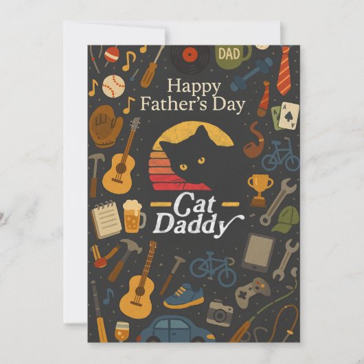zwarte kat papa cadeau vaders dag kaarten (Voorkant)