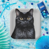 Zwarte kat papieren bordje (Feest)