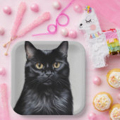 Zwarte kat papieren bordje (Feest)