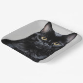 Zwarte kat papieren bordje (Gebogen)