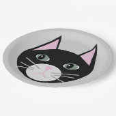Zwarte kat papieren bordje (Gekanteld)