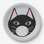 Zwarte kat papieren bordje (Voorkant)