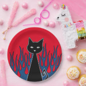Zwarte kat papieren bordje (Feest)
