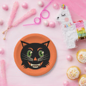  zwarte kat papieren bordje (Feest)