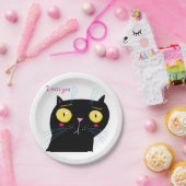 zwarte kat papieren bordje (Feest)