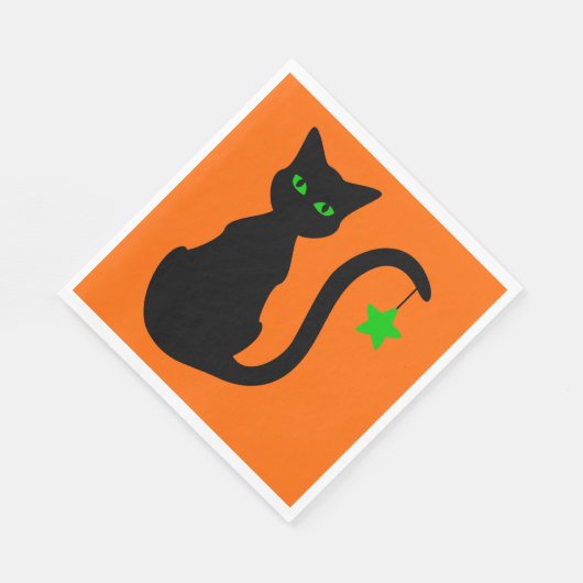 Zwarte kat papieren servetten (Hoek)