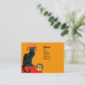 ZWARTE KAT PARTY MONOGRAM VISITEKAARTJE (Staand voorkant)