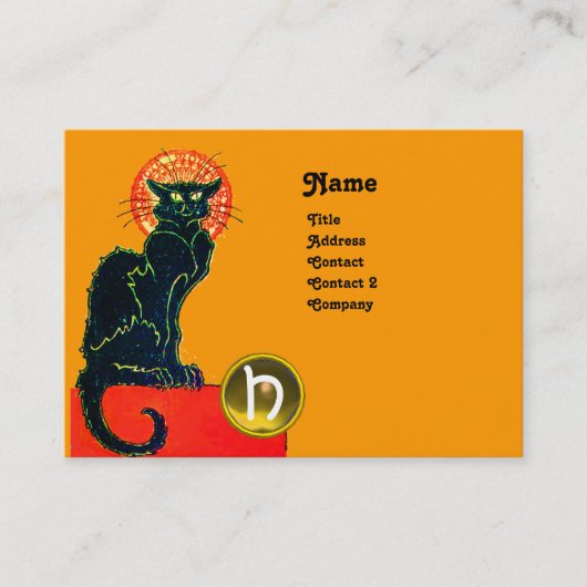 ZWARTE KAT PARTY MONOGRAM VISITEKAARTJE (Voorkant)