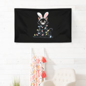 Zwarte kat Pasen pyjama Grappige Pasen Decoraties  Spandoek (Insitu)