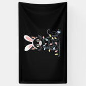 Zwarte kat Pasen pyjama Grappige Pasen Decoraties  Spandoek (Verticaal)