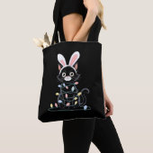Zwarte kat Pasen pyjama Grappige Pasen Decoraties Tote Bag (Dichtbij)
