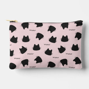 Zwarte kat patroon Roze Meow Kitty Etui