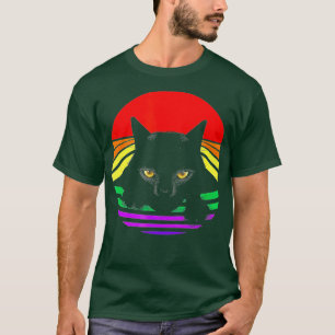 Zwarte kat Paws LGBT Heldere Regenboog T-shirt