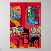 Zwarte kat per tabel poster (Voorkant)