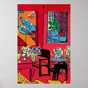 Zwarte kat per tabel poster