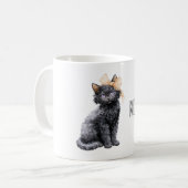 Zwarte Kat Perzik Strik Koffiemok (Voorkant links)