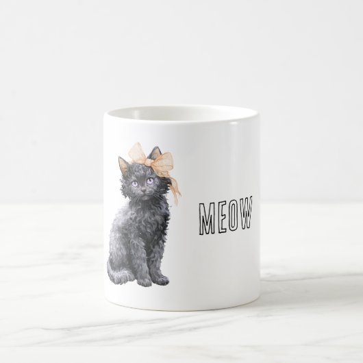 Zwarte Kat Perzik Strik Koffiemok (Center)