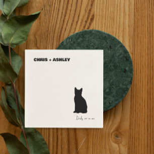 zwarte kat Pet kitten Cocktail servet voor bruilof