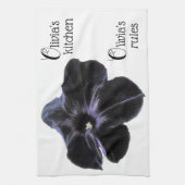 Zwarte kat Petunia gepersonaliseerde keukenhanddoe Theedoek (Verticaal)