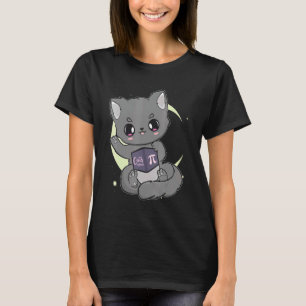 Zwarte Kat Pi-dag Katachtige Miauw 3 14159 Neko Wi T-shirt