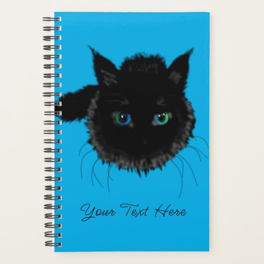 Zwarte kat Planner - Jouw tekst naam / kleuren (Voorkant)