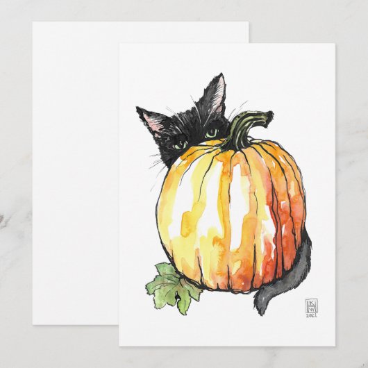 Zwarte kat plat dank je kaart (Voorkant / Achterkant)