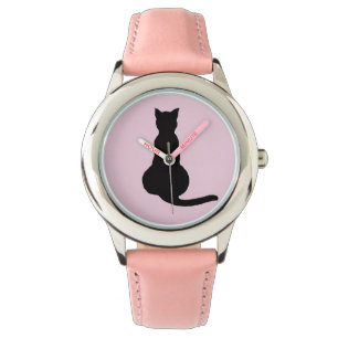 ZWARTE KAT POLSHORLOGE VALENTIJN DAG HORLOGE
