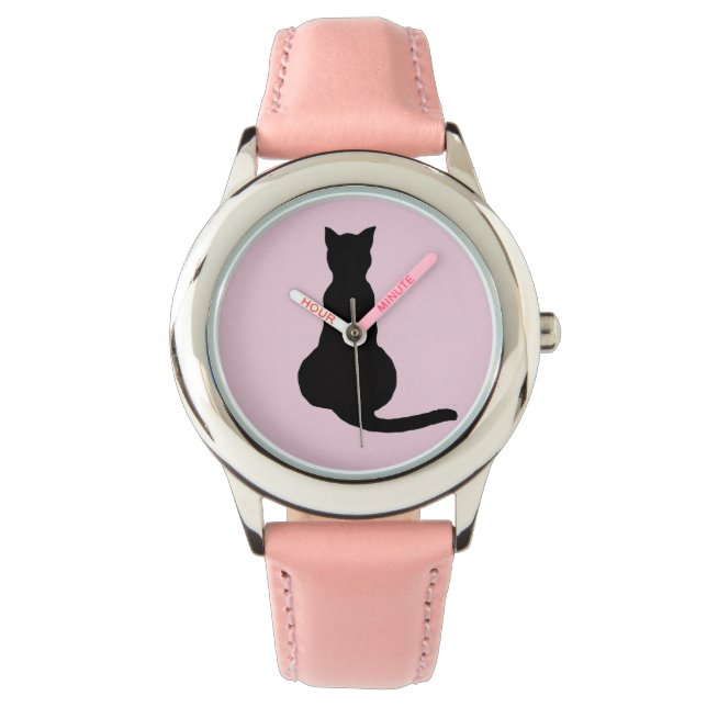 ZWARTE KAT POLSHORLOGE VALENTIJN DAG HORLOGE (Voorkant)