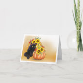 zwarte kat & pomkin Halloween Note Kaart (Voorkant)